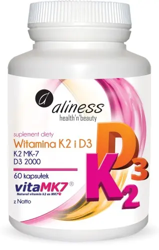 Aliness Witamina K2 MK-7 100µg + D3 2000 IU x 60 kaps.