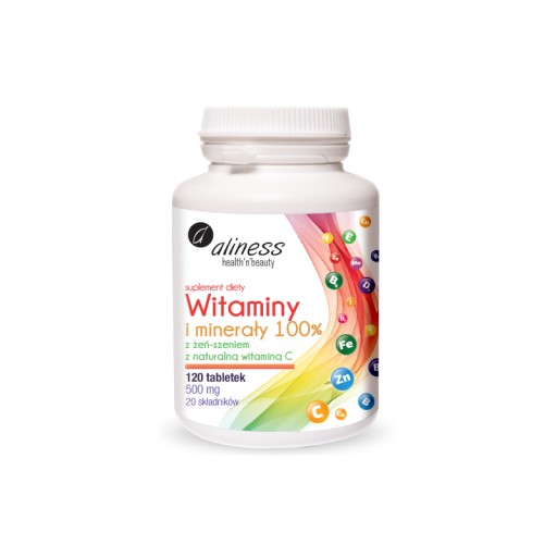 Witaminy i Minerały z żeńszeniem, nat VitC x 120 tab.