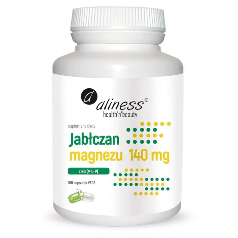 Aliness Jabłczan Magnezu 140mg z B6 (P-5-P) x 100 vege kaps.