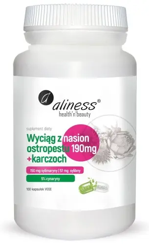Aliness Ekstrakt z Nasion Ostropestu 190mg + Karczoch x 100 kaps.