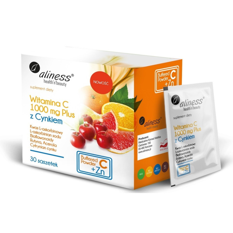 Witamina C 1000 mg z CYNKIEM PLUS bioflaw, rutyna, acer. x 30 saszetek