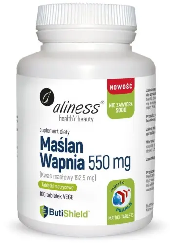 Aliness Maślan Wapnia 550 mg (Bez Sodu) x 100 vege kaps.