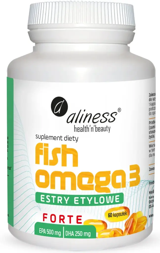 Aliness Fish Omega 3 FORTE Estry Etylowe EPA 500mg DHA 250mg x 60 kaps.
