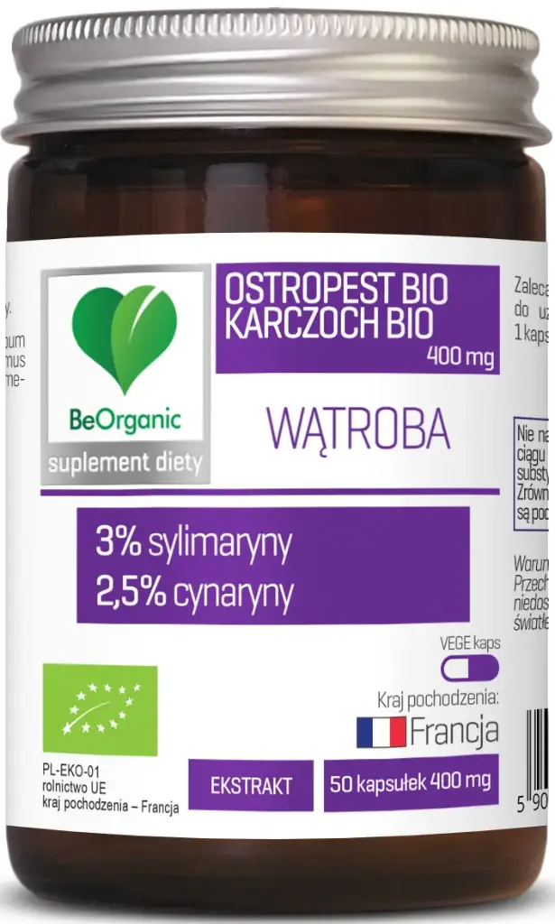 BeOrganic Ostropest BIO + Karczoch BIO 400mg x 50 kaps.