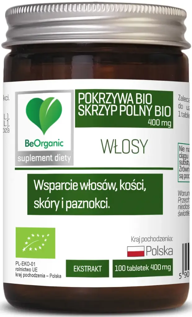 BeOrganic Skrzyp BIO + Pokrzywa BIO 400mg x 100 tabletek