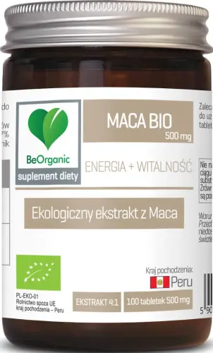 BeOrganic Maca Ekstrakt BIO 500mg x 100 tabletek