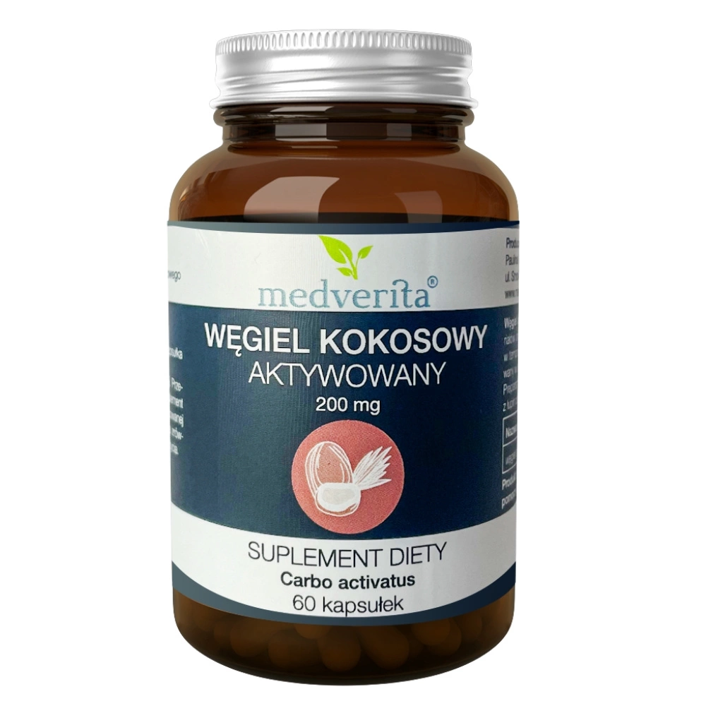 Medverita Węgiel Kokosowy Aktywowany 200mg x 60 kaps.