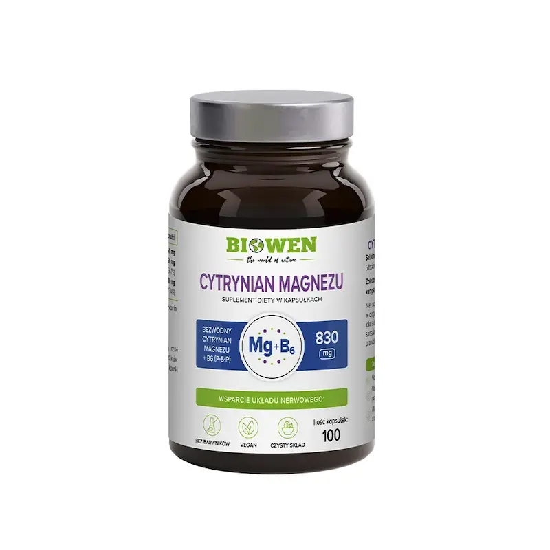 Biowen Cytrynian Magnezu 825mg + Witamina B6 x 100 kaps.