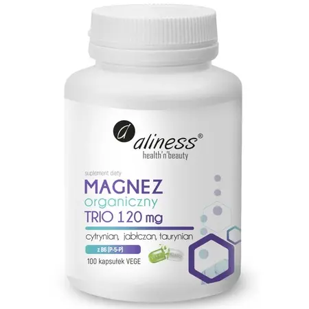 Magnez Organiczny TRIO 120mg z B6 (P-5-P) x 100 vege kaps.