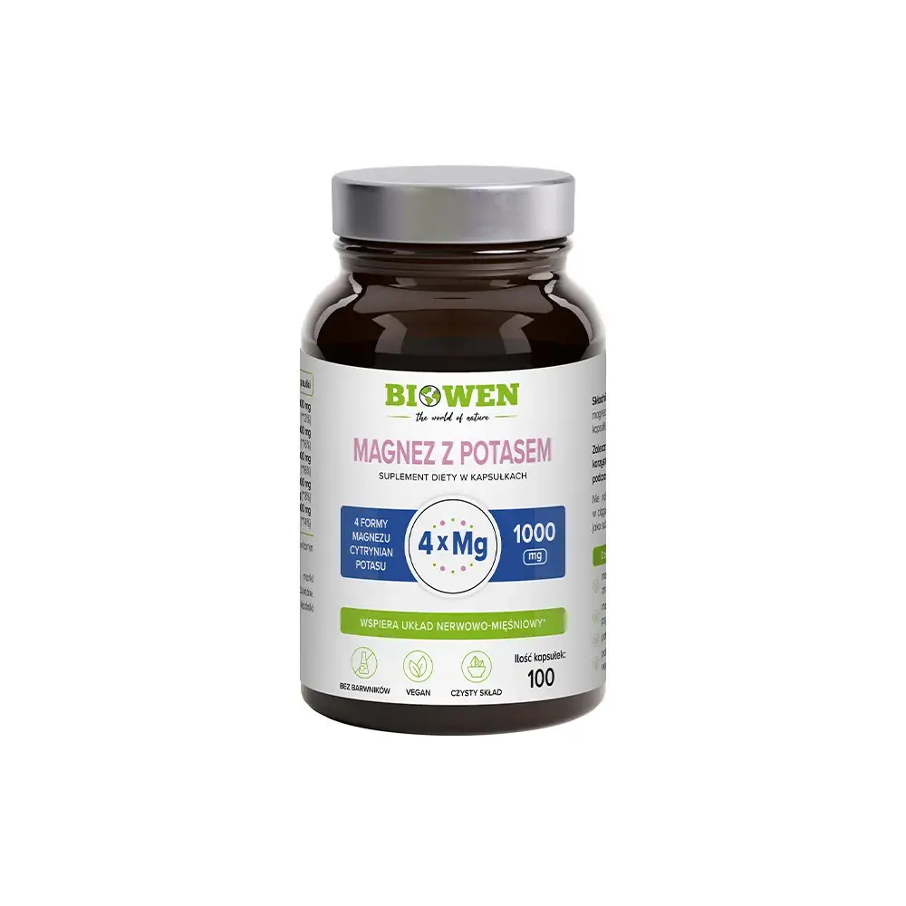 Magnez 4X z Potasem 1000mg x 100 kaps.