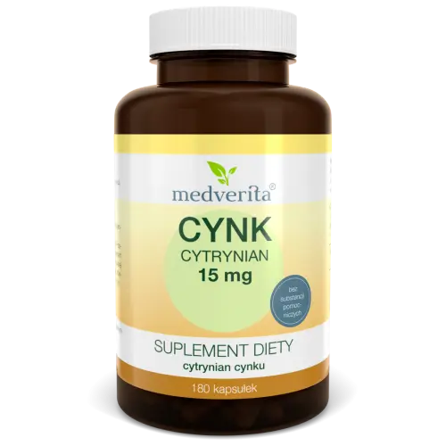 Medverita Cynk Cytrynian 15mg x 180 kaps.