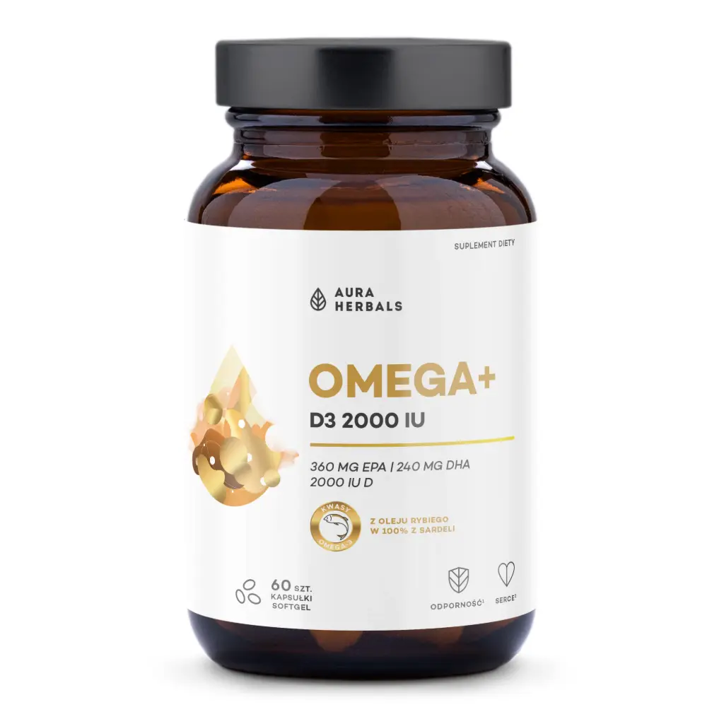 Aura Herbals Omega+ Witamina D3 2000 IU x 60 kaps.