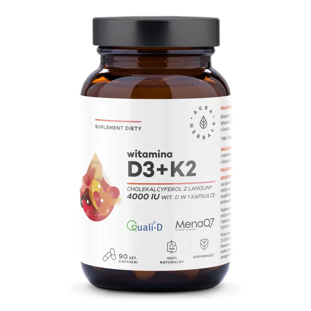Aura Herbals Witamina D3 4000 IU + K2 x 90 kaps.