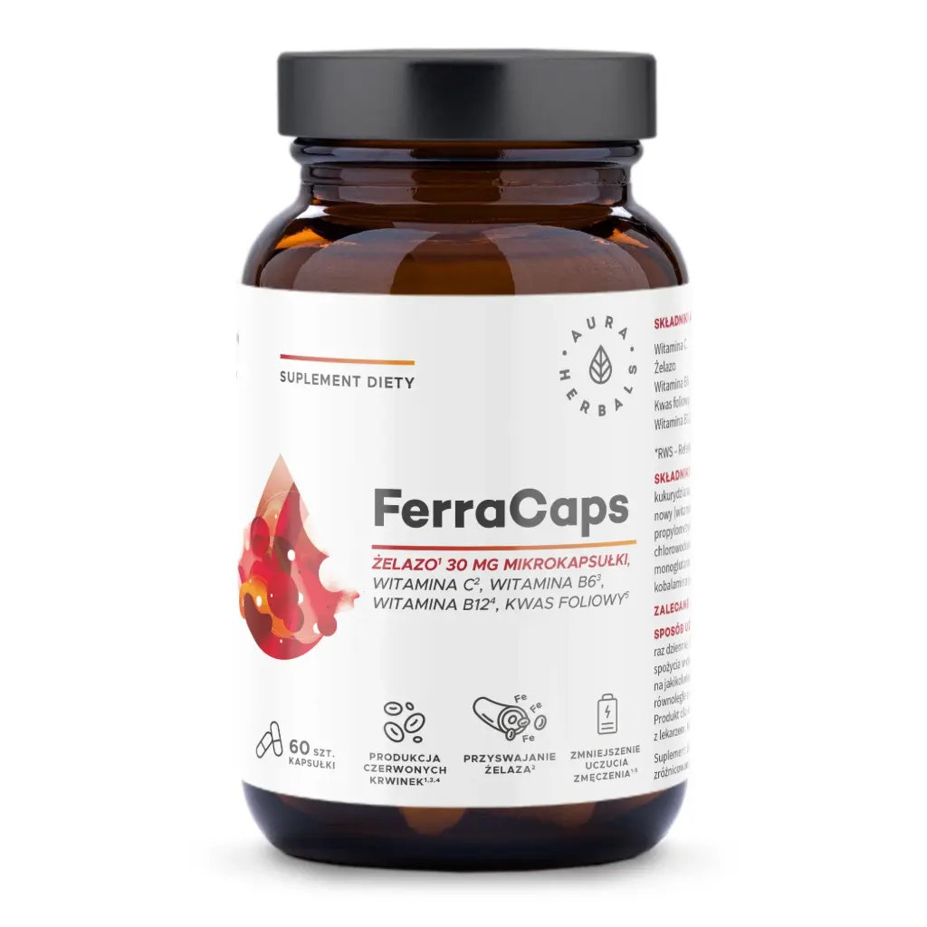 Aura Herbals FerraCaps Żelazo 30mg x 60 kaps.