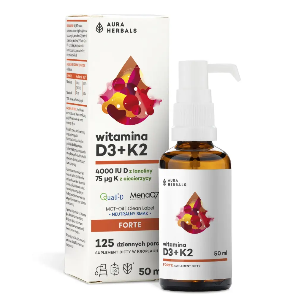 Aura Herbals Witamina D3 4000 IU + K2 MCT (krople) x 50ml