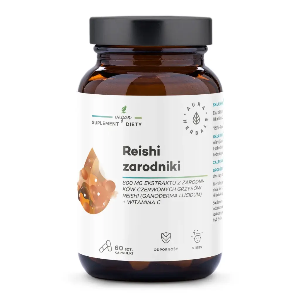 Aura Herbals Reishi Zarodniki 800mg + Witamina C x 60 kaps.
