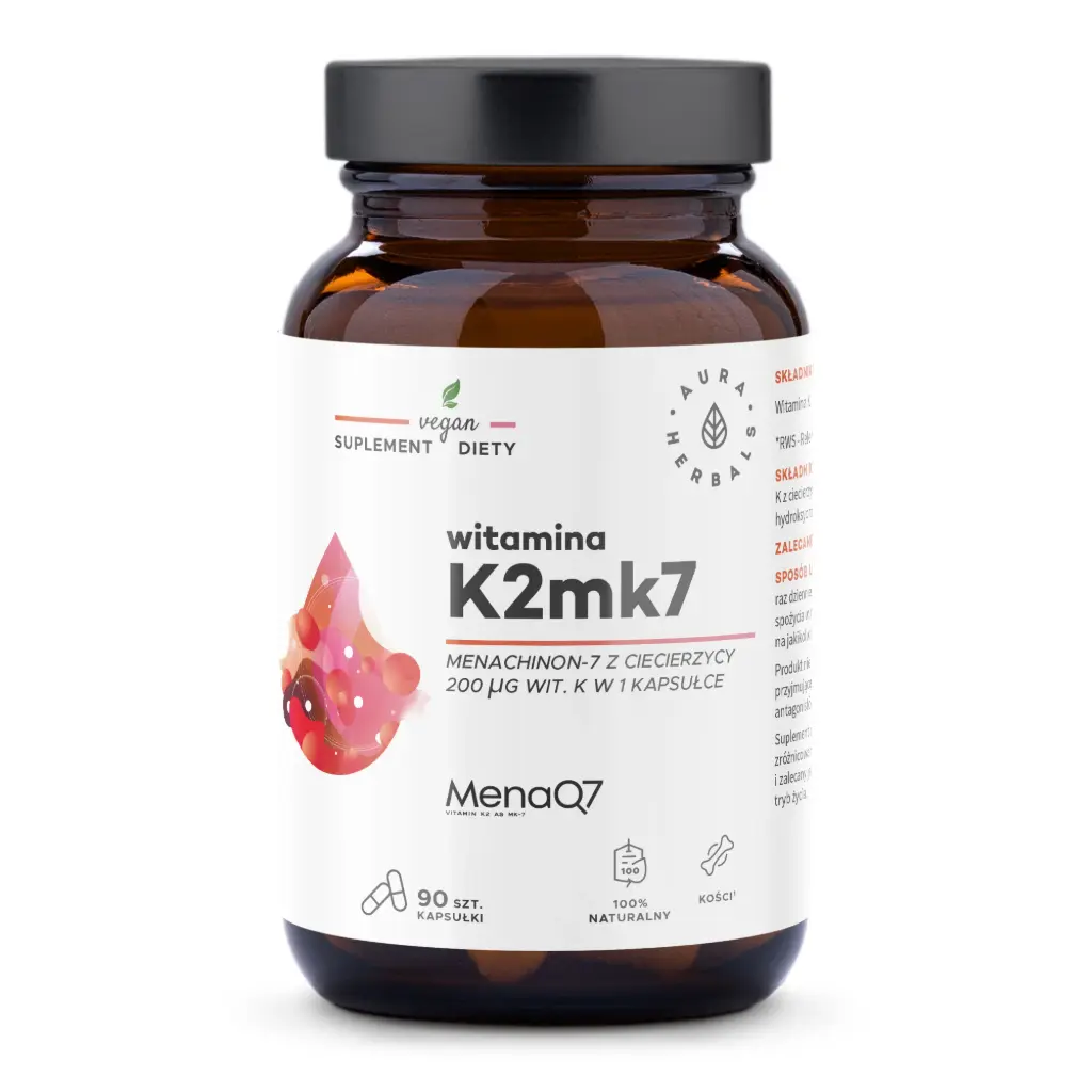 Aura Herbals Witamina K2MK7 MenaQ7® 200μg x 90 kaps.