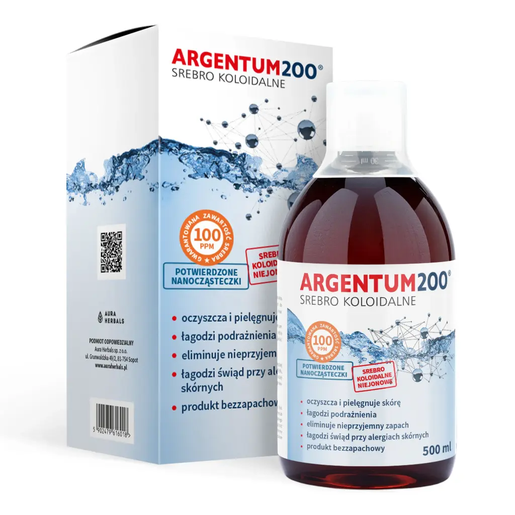 Aura Herbals Argentum200 Srebro Koloidalne 100ppm (tonik) x 500ml