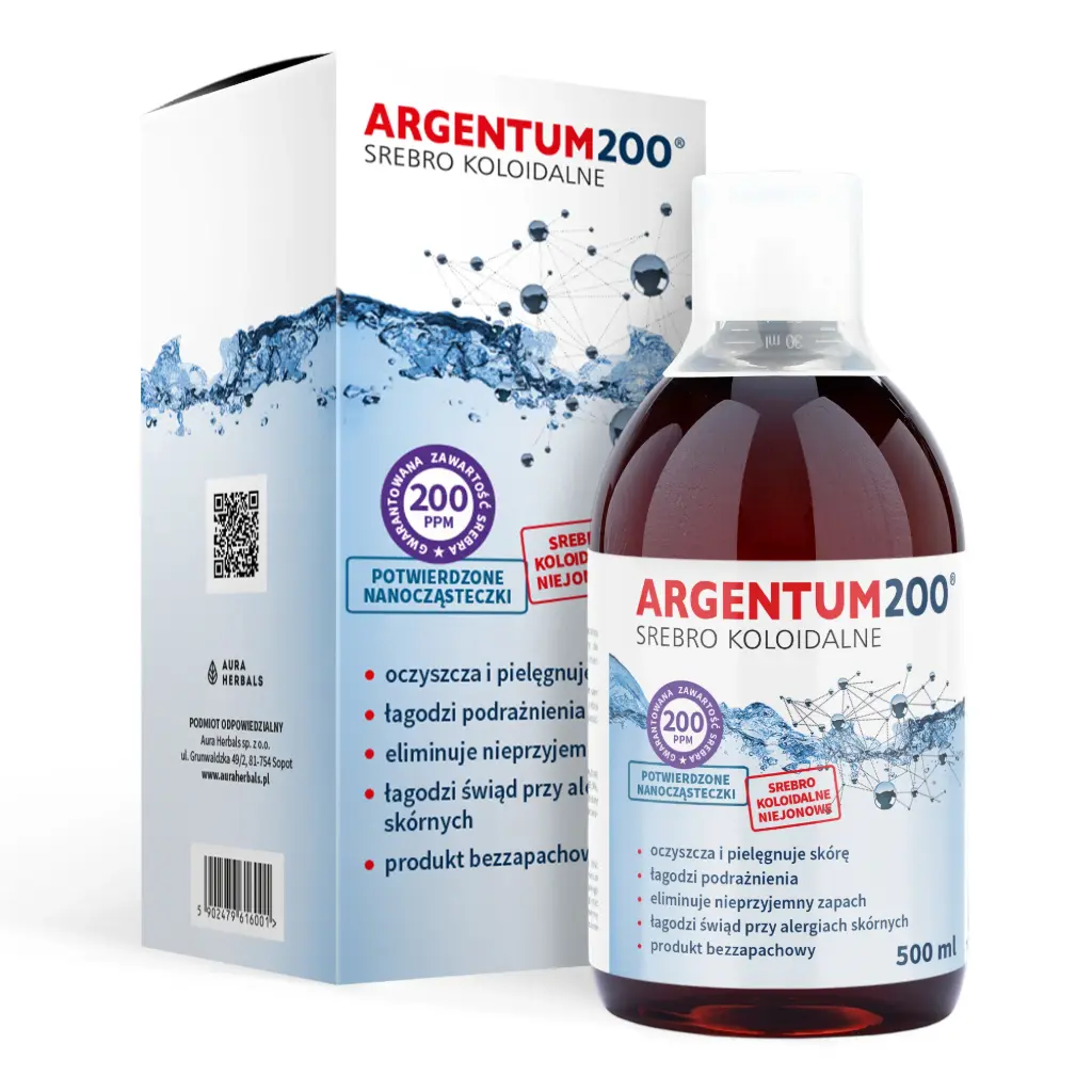 Aura Herbals Argentum200 Srebro Koloidalne 200ppm (tonik) x 500ml