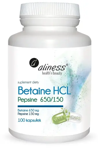 [5902596935900] Aliness Betaina HCL 650mg + Pepsyna 150mg x 100 kaps.