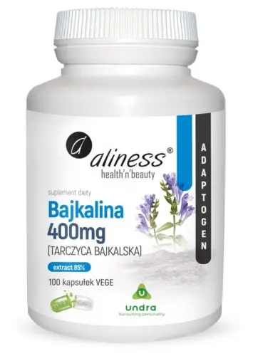 [5903242582240] Bajkalina (Tarczyca bajkalska) Extract 85% 400 mg x 100 Vege caps.