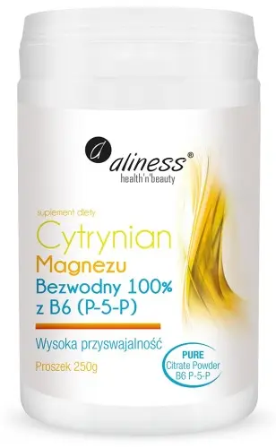 [5903242580109] Cytrynian Magnezu BEZWODNY 100% z B6 (P-5-P) x 250 g proszek