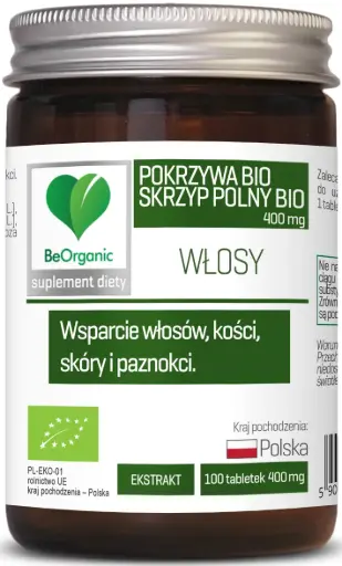 [5903242581342] BeOrganic Skrzyp BIO + Pokrzywa BIO 400mg x 100 tabletek