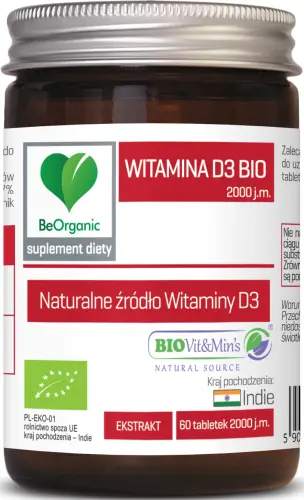 [5903242581816] BeOrganic Witamina D3 BIO 2000 IU x 60 tabletek