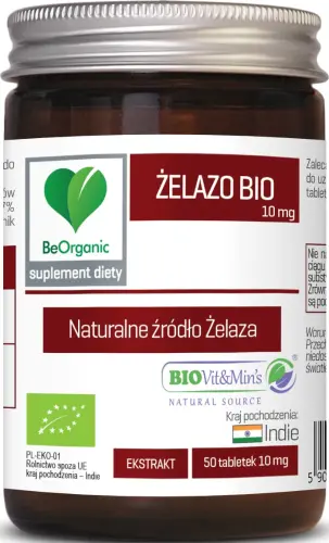 [5903242582103] BeOrganic Żelazo BIO 10mg x 50 tabletek