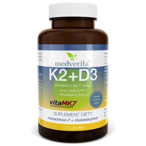 [5905669084161] Medverita Witamina K2 MK-7 100ug + D3 2000IU x 120 kaps.
