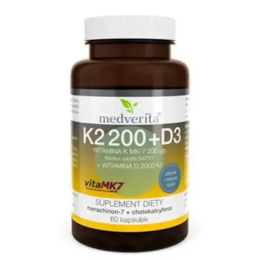 [5905669084550] Medverita Witamina K2 MK-7 200ug + D3 2000IU x 60 kaps.