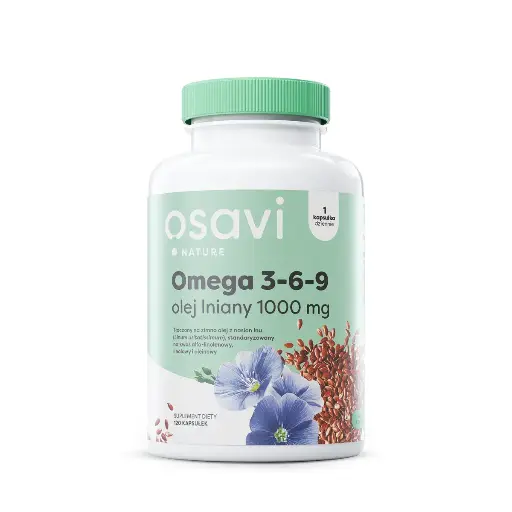 [5904139923795] Osavi Omega 3-6-9 Olej Lniany 1000mg x 120 kaps.