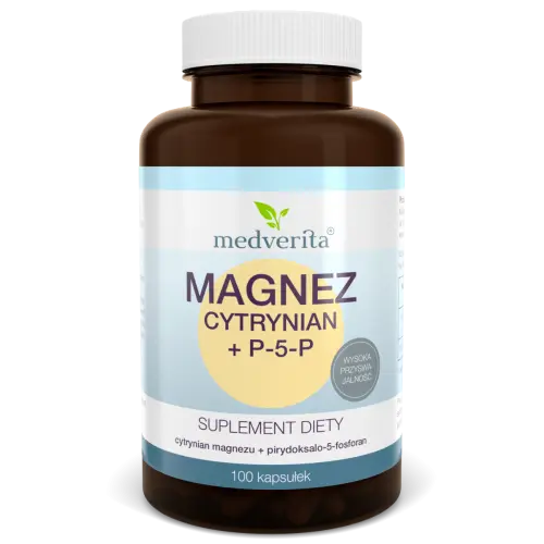 [5900718340557] Medverita Magnez Cytrynian + P-5-P x 100 kaps.