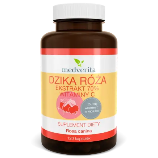 [5905669084420] Medverita Dzika Róża Ekstrakt 70% Witaminy C x 120 kaps.