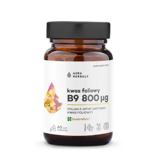 [5902479614496] Aura Herbals Kwas Foliowy 800μg Quatrefolic® x 60 kaps.