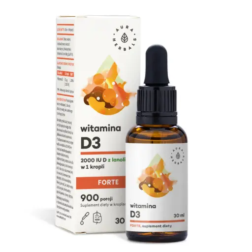 [5902479610337] Aura Herbals Witamina D3 2000 IU FORTE (krople) x 30ml