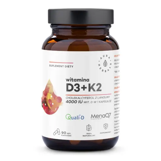 [5902479612850] Aura Herbals Witamina D3 4000 IU + K2 x 90 kaps.