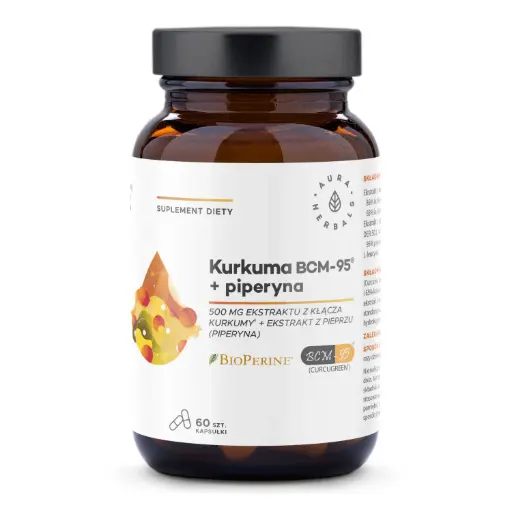 [5902479614755] Aura Herbals Kurkuma 500mg BCM-95® + Piperyna x 60 kaps.