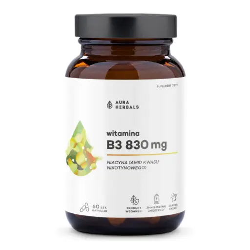 [5902479615813] Aura Herbals Witamina B3 830mg Niacyna x 60 kaps.