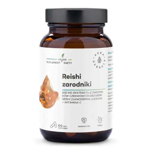 [5902479613321] Aura Herbals Reishi Zarodniki 800mg + Witamina C x 60 kaps.