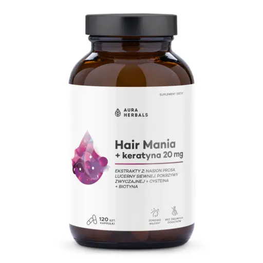 [5902479614236] Aura Herbals Hair Mania + Keratyna 20mg x 120 kaps.