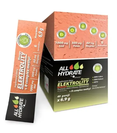[5903242584541] ALLHydrate Elektrolity STICK Mango + B Complex Methyl